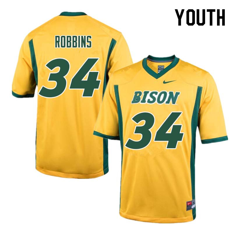 Youth #34 Brock Robbins North Dakota State Bison College Football Jerseys Sale-Yellow